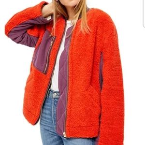 Free People Rivington orange sherpa jacket 1
